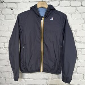 K-WAY Jacques Plus Double Jacket Kids‎ Size 14Y Reversible Hooded K002XP0 Blue